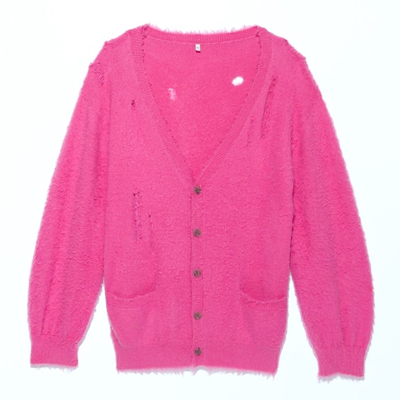 R13 Shaggy Oversized Distressed Edge Cardigan - Picture 3 of 3